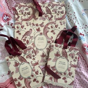 Sezane gift paper bag 2 bags one envelope burgundy elegant gift